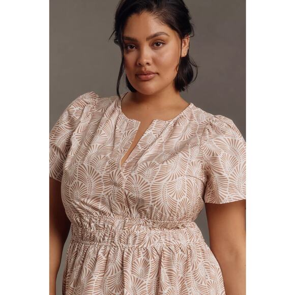 nwt by ANTHROPOLOGIE sz 2X Somerset Maxi Dress: Neutral Sands Motif - Picture 2 of 5